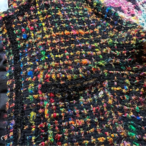 Anthropologie Ett:twa Rainbow Tweed Berwyn Jacket Silk Blend Womens XS Petite - Picture 9 of 12